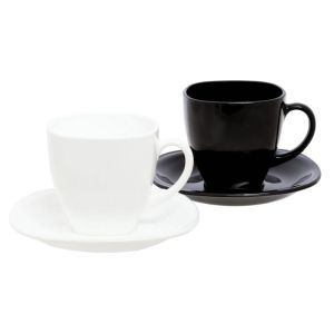 Набор чайный на 6 персон, 3 черные и 3 белые чашки 220 мл, 3 черных и 3 белых блюдца, «Carine Mix», LUMINARC, D2371