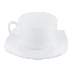 Набор чайный на 6 персон, 6 чашек 220 мл и 6 блюдец, белое стекло, «Quadrato white», LUMINARC, E8865