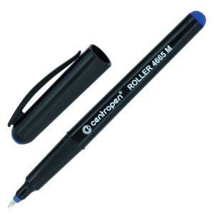 Ручка-роллер CENTROPEN, СИНЯЯ, трехгранная, корпус черный, узел 0,7 мм, линия письма 0,6 мм, 4665, 3 4665 0106