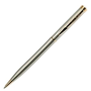 Ручка подарочная шариковая PIERRE CARDIN (Пьер Карден) «Gamme», корпус серебристый, латунь, золотистые детали, синяя, PC0802BP