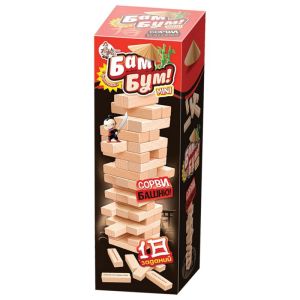 Игра настольная Башня «Бам-бум mini», неокрашенные деревянные блоки с заданиями, 10 КОРОЛЕВСТВО, 2790