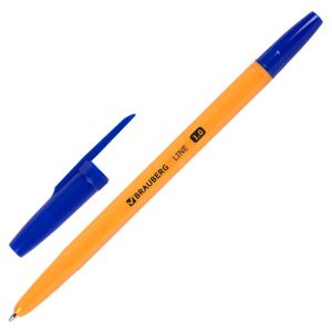 Ручка шариковая BRAUBERG «ORANGE Line», СИНЯЯ, корпус оранжевый, узел 1 мм, линия письма 0,5 мм, 143331