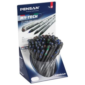 Ручка шариковая масляная PENSAN «My-Tech Colored», палитра классических цветов АССОРТИ, игольчатый узел 0,7 мм, линия 0,35 мм, дисплей, 2240, 2240/S60-4