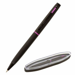 Ручка подарочная шариковая BRAUBERG «Tono», СИНЯЯ, корпус черный, синие детали, линия письма 0,5 мм, 143489
