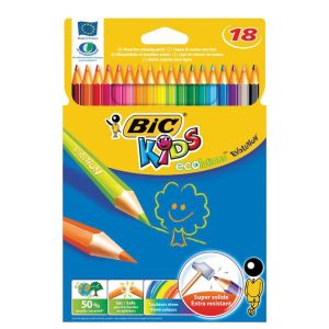 Карандаши цветные BIC «Kids ECOlutions Evolution», 18 цветов, пластиковые, заточенные, европодвес, 937513