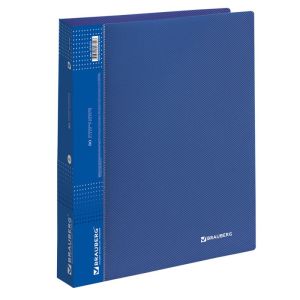 Папка 80 вкладышей BRAUBERG «Диагональ», темно-синяя, 0,9 мм, 221331