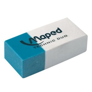 Ластик MAPED (Франция) «Technic Duo», 39х17,6х12,1 мм, бело-синий, прямоугольный, 511710