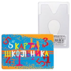 Обложка-карман для карт, пропусков «Школьник», 95х65 мм, ПВХ, полноцветный рисунок, ДПС, 2802.ЯК.ШК