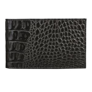 Визитница карманная BEFLER «Кайман», на 40 визиток, натуральная кожа, крокодил, черная, V.30.-13