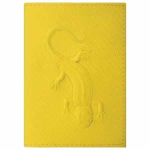 Обложка для паспорта натуральная кожа плетенка, с ящерицей, желтая, STAFF «Profit», 237205
