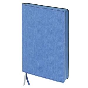 Блокнот А5 (148x213 мм), BRAUBERG «Tweed», 112 л., гибкий, под ткань, линия, синий, 110966