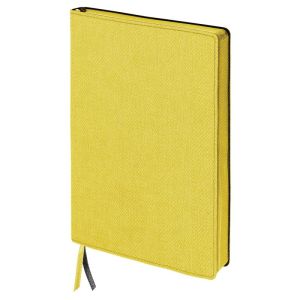 Блокнот А5 (148x213 мм), BRAUBERG «Tweed», 112 л., гибкий, под ткань, линия, желтый, 110967