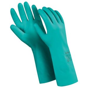 Перчатки нитриловые MANIPULA «Дизель», хлопчатобумажное напыление, размер 10 (XL), зеленые, N-F-06