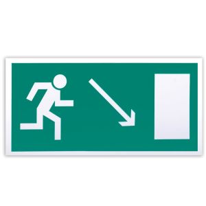 Знак эвакуационный «Направление к эвакуационному выходу направо вниз», 300х150 мм, самоклейка, фотолюминесцентный, Е 07
