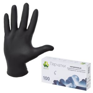 Перчатки нитриловые смотровые, 50 пар (100 шт.), M (средний), KLEVER «Стандарт», черные, NG080 BL