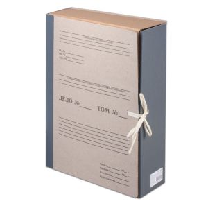 Короб архивный (240х330 мм), 80 мм, 2 завязки, переплетный картон/бумвинил, до 700 листов, STAFF, 126902