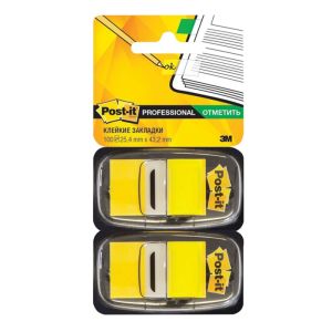 Закладки клейкие POST-IT Professional, пластиковые, 25 мм, 100 шт., желтые, 680-YW2