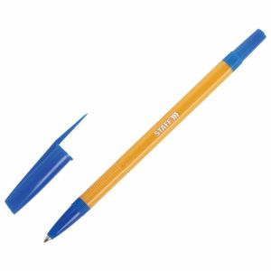 Ручка шариковая STAFF «Basic BP-03 Orange», СИНЯЯ, корпус оранжевый, узел 1 мм, линия письма 0,5 мм, 143741