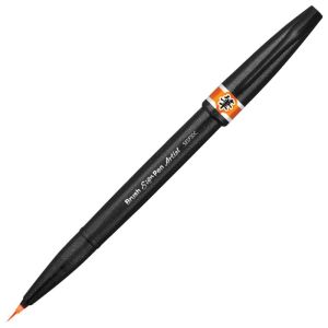 Ручка-кисть PENTEL (Япония) «Brush Sign Pen Artist», линия письма 0,5-5 мм, оранжевая, SESF30C-F