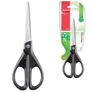 Ножницы MAPED (Франция) «Essentials Green», 170 мм, черные, картонная упаковка с европодвесом, 467010, 468010
