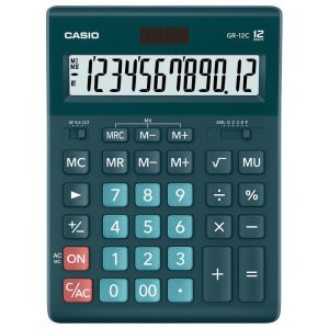 Калькулятор настольный CASIO GR-12С-DG (210х155 мм), 12 разрядов, двойное питание, ТЕМНО-ЗЕЛЕНЫЙ, GR-12C-DG-W-EP