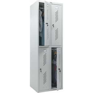 Шкаф металлический для одежды ПРАКТИК «LS-22», четырехсекционный, 1830х600х500 мм, 29 кг