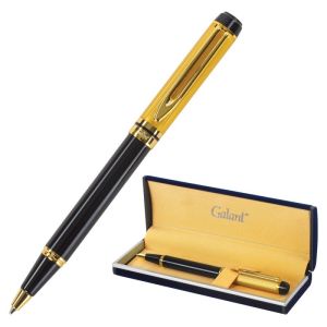 Ручка подарочная шариковая GALANT «Classic», корпус черный с золотистым, золотистые детали, пишущий узел 0,7 мм, синяя, 140400