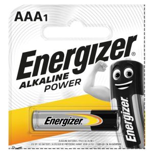Батарейка ENERGIZER Alkaline Power, AAA (LR03, 24А), алкалиновая, мизинчиковая, 1 шт., в блистере (отрывной блок), Е300140400