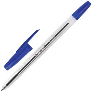 Ручка шариковая ОФИСМАГ «Line», СИНЯЯ, корпус прозрачный, узел 1 мм, линия письма 0,5 мм, 141878