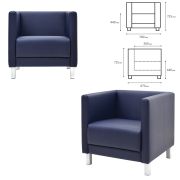 Кресло мягкое «Атланта», «М-01», 700х670х715 мм, c подлокотниками, экокожа, темно-синее