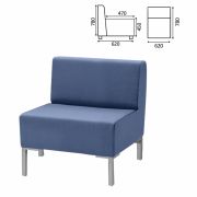 Кресло мягкое «Хост» М-43, 620х620х780 мм, без подлокотников, экокожа, голубое