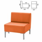 Кресло мягкое «Хост» М-43, 620х620х780 мм, без подлокотников, экокожа, оранжевое