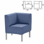 Кресло мягкое угловое «Хост» М-43, 620х620х780 мм, без подлокотников, экокожа, голубое