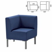 Кресло мягкое угловое «Хост» М-43, 620х620х780 мм, без подлокотников, экокожа, темно-синее