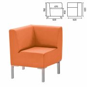 Кресло мягкое угловое «Хост» М-43, 620х620х780 мм, без подлокотников, экокожа, оранжевое