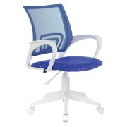 Кресло BRABIX «Fly MG-396W», с подлокотниками, пластик белый, сетка, темно-синее с рисунком «Space», 532405, MG-396W_532405