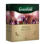 Чай GREENFIELD (Гринфилд) «Spring Melody» («Мелодия весны»), черный с чабрецом, 100 пакетиков в конвертах по 1,5 г, 1065-09