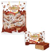 Конфеты шоколадные РОТ ФРОНТ «Коровка», вафельные с шоколадной начинкой, 250 г, пакет, РФ09756