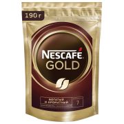 Кофе молотый в растворимом NESCAFE (Нескафе) «Gold», сублимированный, 190 г, мягкая упаковка, 12403031