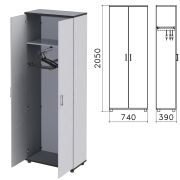 Шкаф для одежды «Монолит», 740х390х2050 мм, цвет серый, ШМ49.11