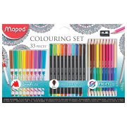 Набор для творчества MAPED «Colouring Set», 10 фломастеров, 10 капиллярных ручек, 12 двусторонних цветных карандашей, точилка, 897417