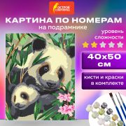 Картина по номерам 40х50 см, ОСТРОВ СОКРОВИЩ «Панды», на подрамнике, акриловые краски, 3 кисти, 662471