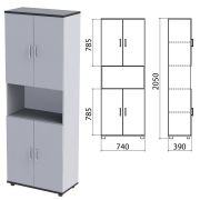 Шкаф полузакрытый «Монолит», 740х390х2050 мм, цвет серый (КОМПЛЕКТ)