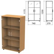 Шкаф закрытый со стеклом «Монолит», 740х390х1250 мм, цвет бук бавария (КОМПЛЕКТ)