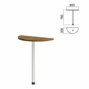 Стол приставной полукруг «Арго», 600х300х760 мм, орех/опора хром (КОМПЛЕКТ)