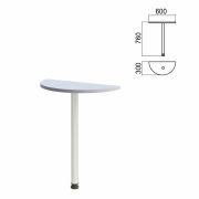 Стол приставной полукруг «Арго», 600х300х760 мм, серый/опора хром (КОМПЛЕКТ)