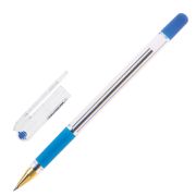 Ручка шариковая масляная с грипом MUNHWA «MC Gold», СИНЯЯ, корпус прозрачный, узел 0,5 мм, линия письма 0,3 мм, BMC-02