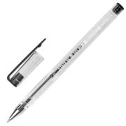 Ручка гелевая STAFF «Basic» GP-789, ЧЕРНАЯ, корпус прозрачный, хромированные детали, узел 0,5 мм, 142789