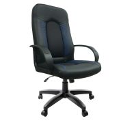 Кресло офисное BRABIX «Strike EX-525», экокожа черная/синяя, ткань серая, TW, 531378