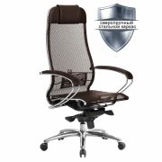 Кресло офисное МЕТТА «SAMURAI» S-1.04, сверхпрочная ткань-сетка, темно-коричневое
